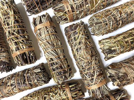 Ethically sourced Yerba Santa smudge sticks, bound with natural twine, ready to provide spiritual protection and emotional healing.