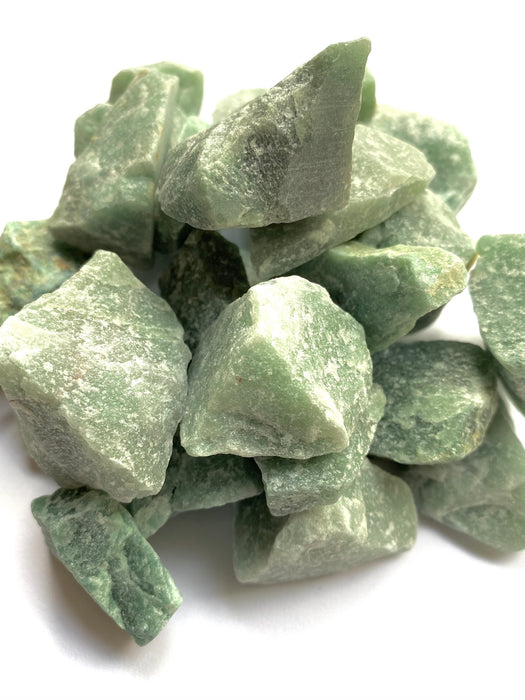 Natural Raw Green Aventurine stones, unpolished and authentic, perfect for heart chakra healing and attracting abundance.
