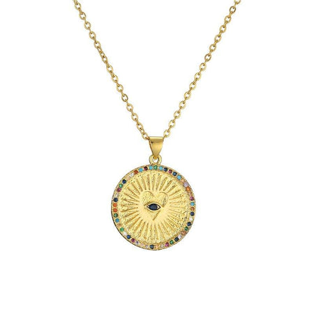 18K Gold Evil Eye Medallion Necklace - SAGE ON SUNDAYS